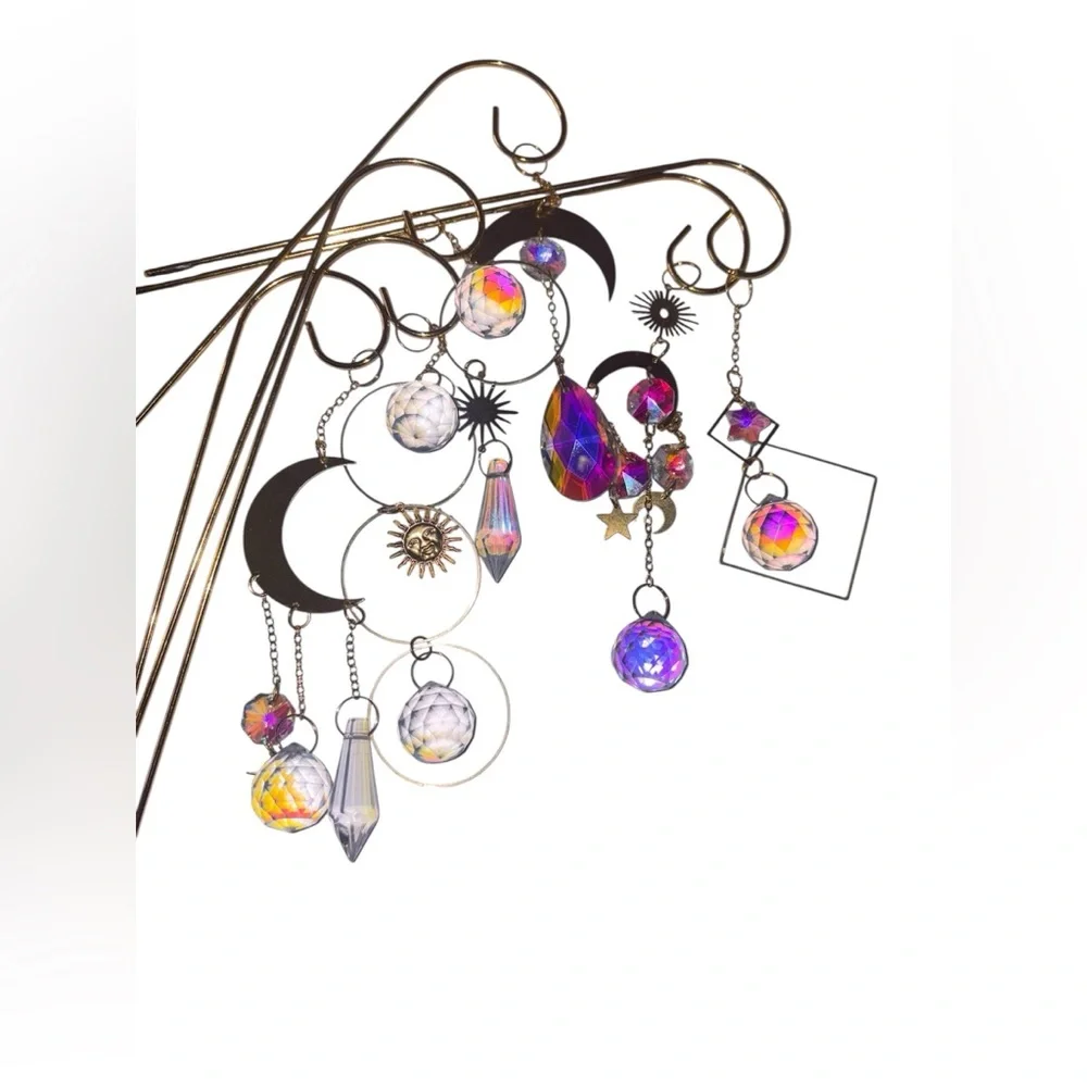 Colorful Crystal Sun Catcher Plant Picks 8-Inch Metal Garden Decor - Picture 5 of 9